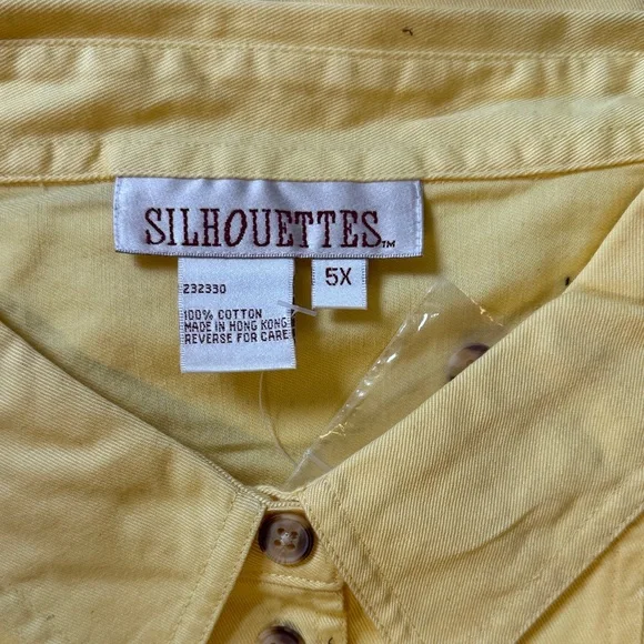 5X Silhouette Womens Casual Yellow Button Down Shirt - Vintage NEW - Picture 3 of 5